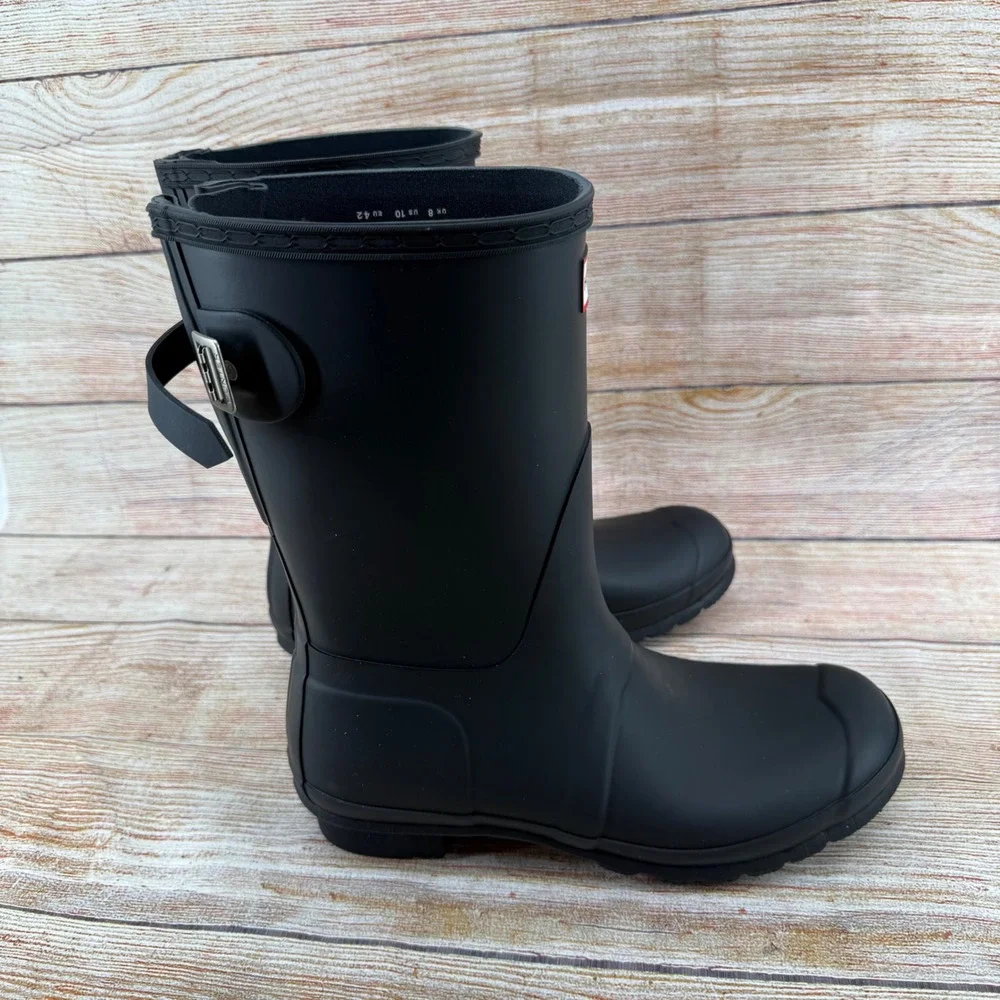 Hunter Original Short Back Adjustable Rain Boots Black WFS1013RMA‎ Womens 10